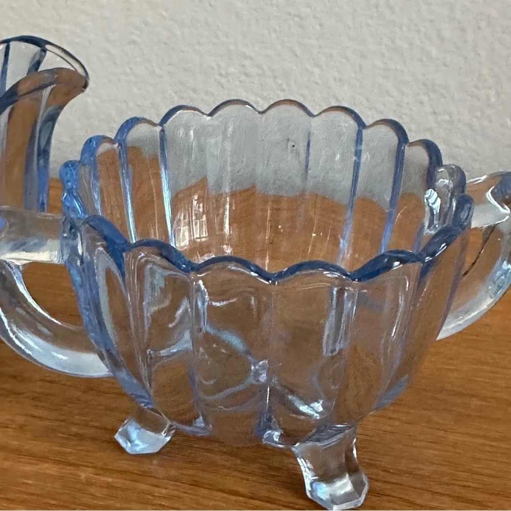 Imperial Glass - Ohio - Blue Pillar Flute Cream & Sugar - Picture 5 of 8